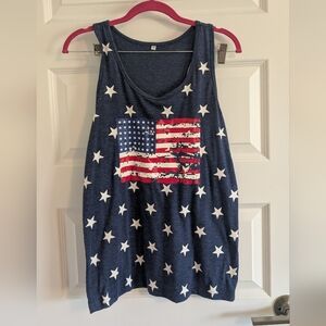 Blue Star Tank Top with American Flag